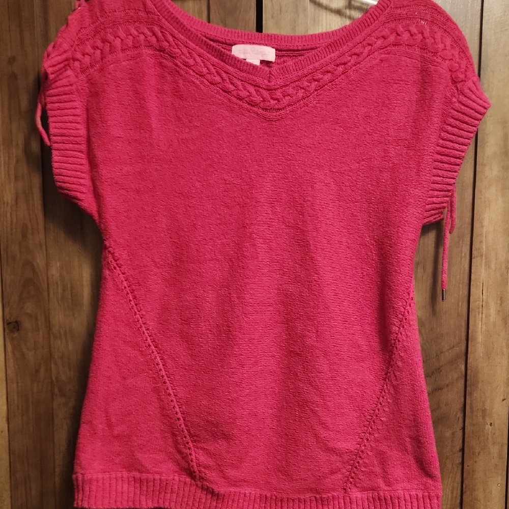 Lilly Pulitzer Hot Pink Ribboned Sleeve Top